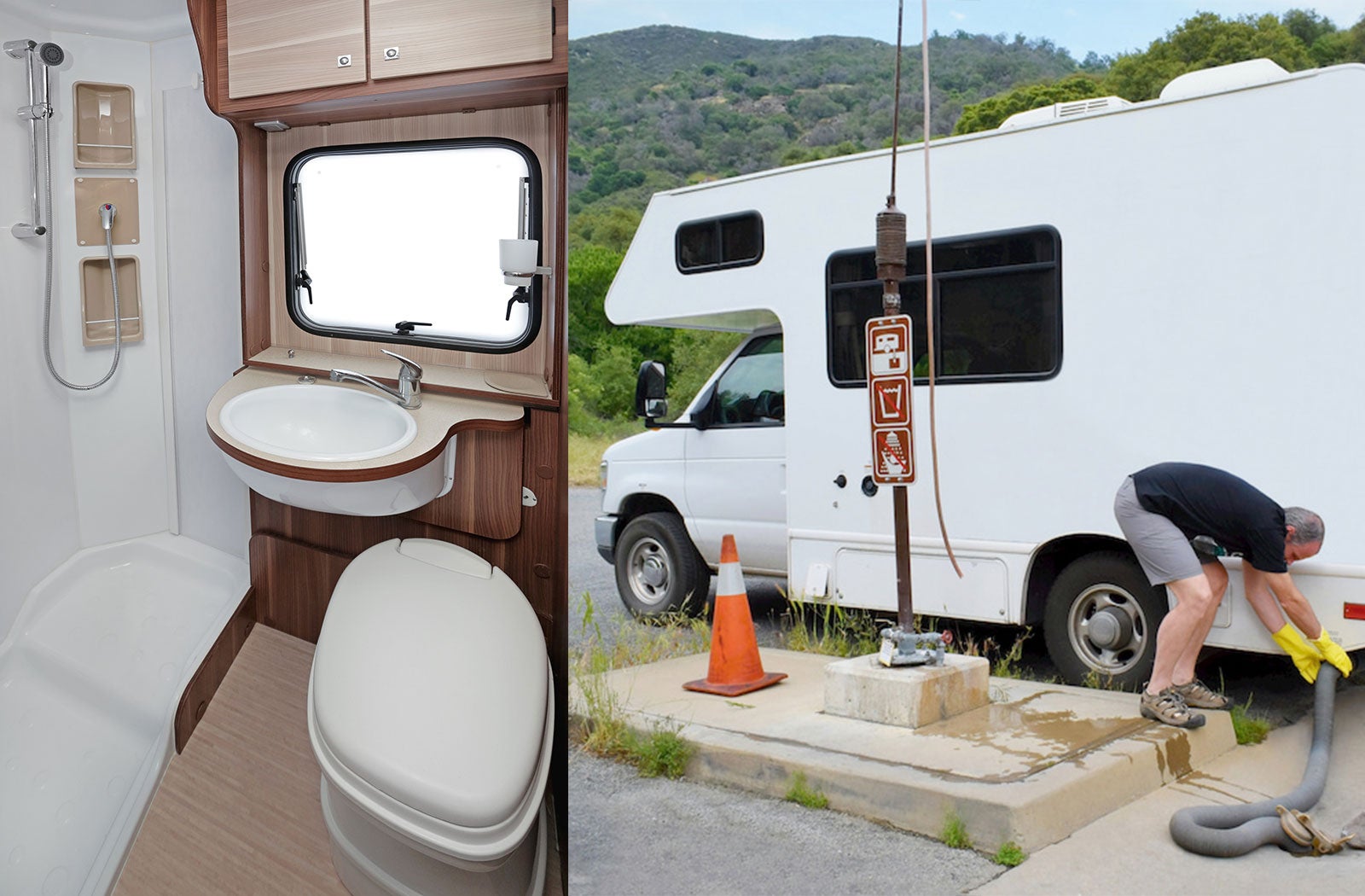 Portable RV/camper toilet and holding tank setup in Newburgh, New York State