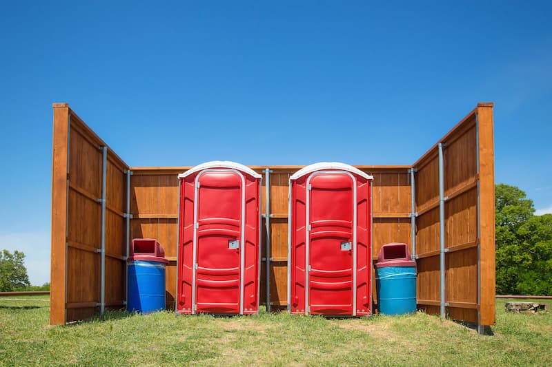 Short-term porta potty units staged for delivery in Newburgh, New York State