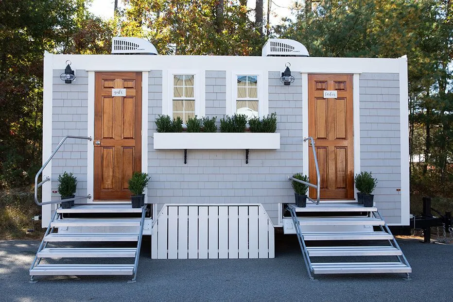 Wedding restroom units discretely staged at a venue in Newburgh, New York State